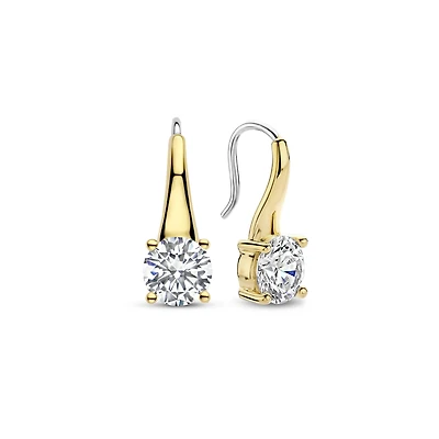 Brilliant Solitaire Large Golden Earrings