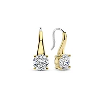 Brilliant Solitaire Large Golden Earrings