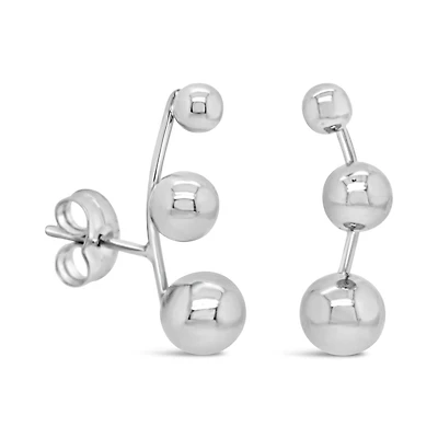 White Ball Ear Climber Earrings