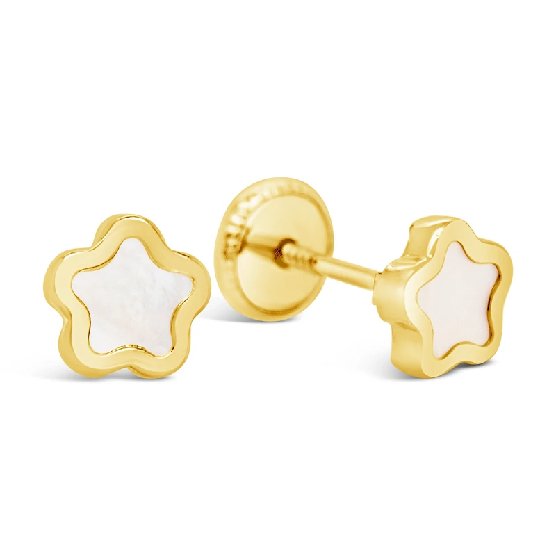 Mother Pearl Flower Screwback Earrings