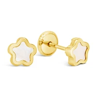 Mother Pearl Flower Screwback Earrings