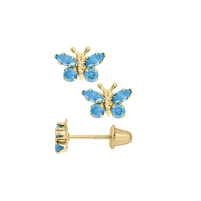 Birthstone Butterfly Kids Stud Earrings - December