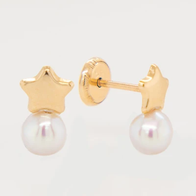 Pearl and Star Stud Earrings