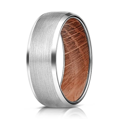 Tungsten Wood Inlay 8mm Ring
