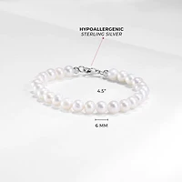 Cultured Pearl Kids Silver Bracelet