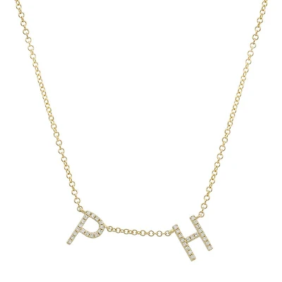 Custom Diamond Initials 7MM Necklace