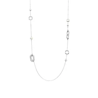 Rope Link Silver Long Necklace