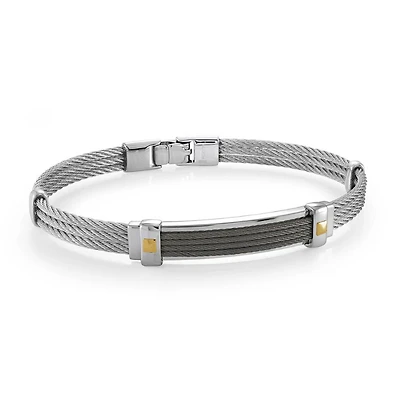 Steel and 18K Accent Cable Bracelet