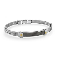 Steel and 18K Accent Cable Bracelet