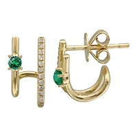 Double Emerald and Diamond Earrings