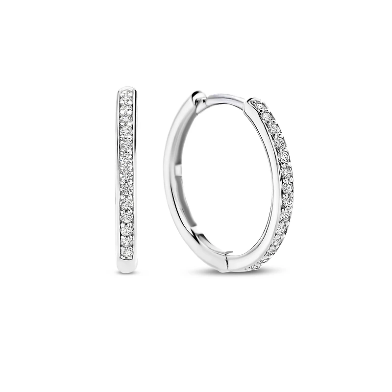 Basic 18MM Silver Sparkle Huggie Earrings