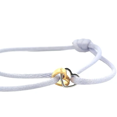Heart To Heart Two Tone Links Cord Bracelet