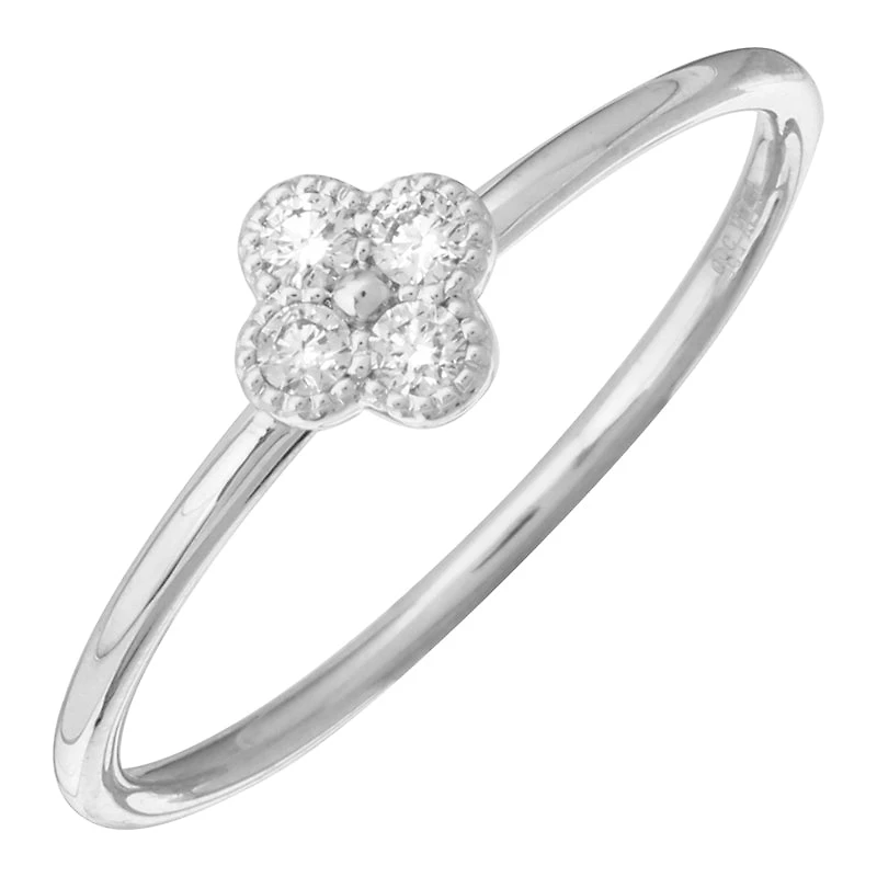 Clover Diamond Ring 14KW