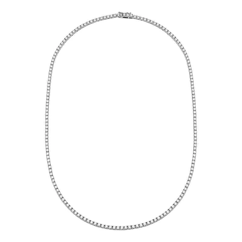 5.03CT Round Cut Diamonds Four Prong Tennis Necklace