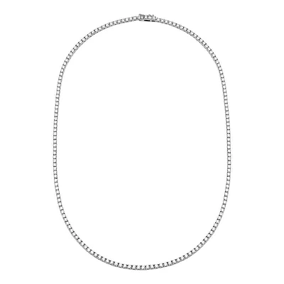 5.03CT Round Cut Diamonds Four Prong Tennis Necklace