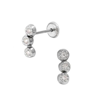 Curved Bar White Gold Stud Earrings