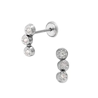 Curved Bar White Gold Stud Earrings