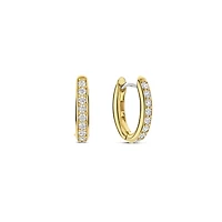 Oval Huggie Golden Pave Earrings