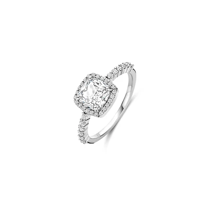 Cushion Halo Clear Ring