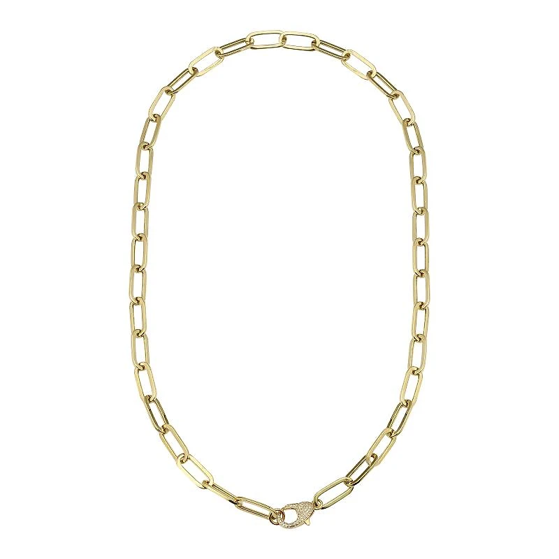 Big Diamond Clasp Paperclip Necklace