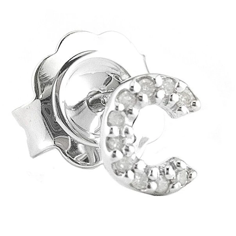 Diamond Initial Silver Stud Earrings