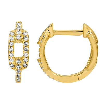 Reversible Link Diamond 11MM Huggie Earrings