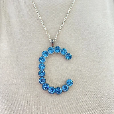 XLarge Blue and Black Swarovski Initial Pendant