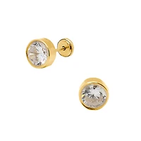 Bezel Set Zirconia 7MM Stud Earrings