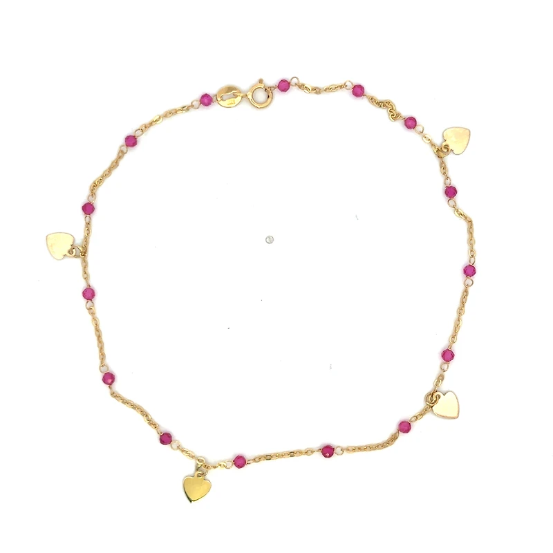 Heart and Pink Stones Ankle Bracelet