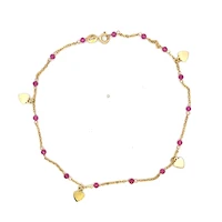 Heart and Pink Stones Ankle Bracelet