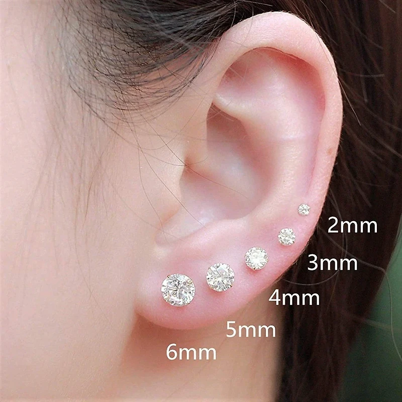 2MM Zirconia Yellow Gold Stud Earring