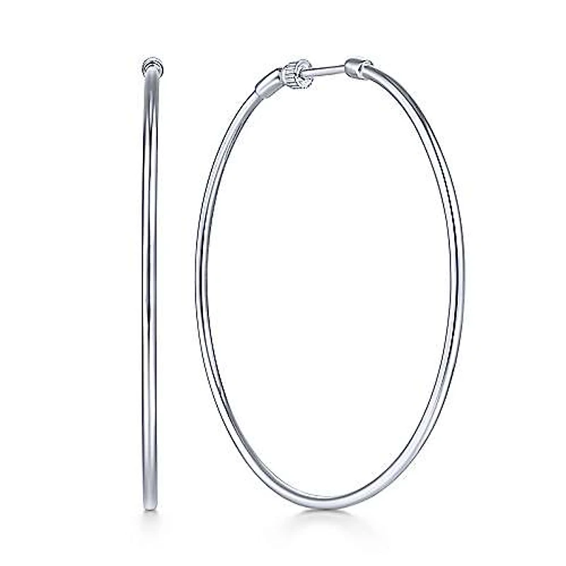 50mm White Gold Hoop Earrings