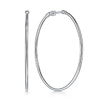 50mm White Gold Hoop Earrings