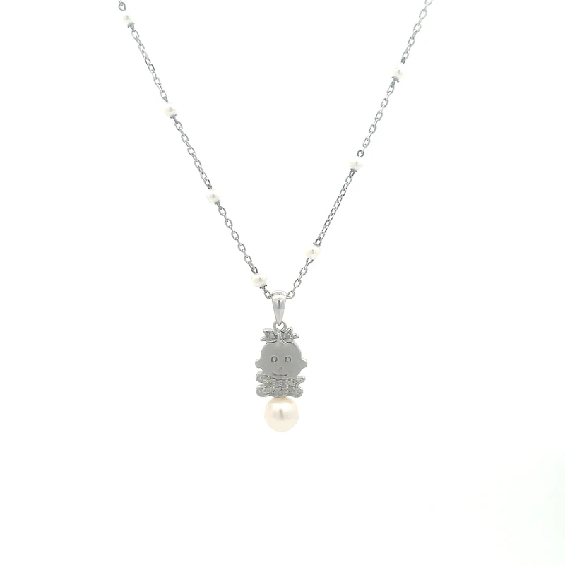 Baby Girl on a Pearl Necklace