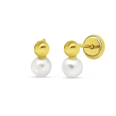 Drop Pearl Gold Stud Earrings