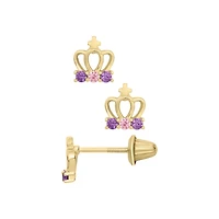 Crown Pink/Purple Stud Earrings