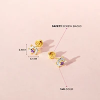 Purple and Clear Flower Kids Earrings