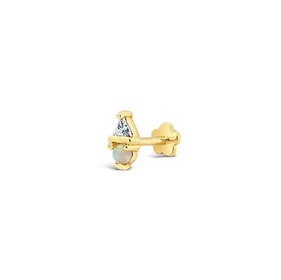 Opal and Zirconia Cartilage Single Earring