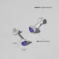 Purple Heart Bezel Set Kids Earrings