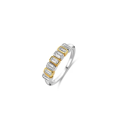 Bezel Set Emerald Cut Zirconia Ring