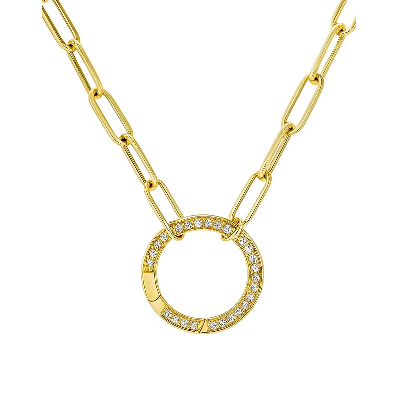 Paperclip Chain with Diamond Charm Carrier