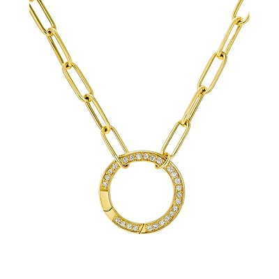Paperclip Chain with Diamond Charm Carrier