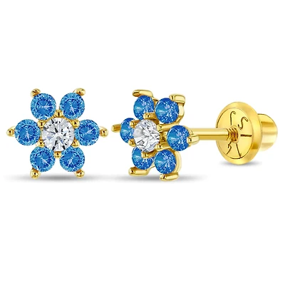 Aqua Blue Flower Kids Earrings