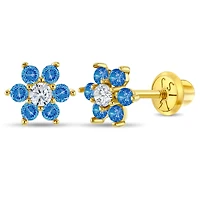 Aqua Blue Flower Kids Earrings