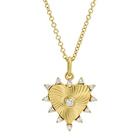 Flutted Diamond Heart Necklace