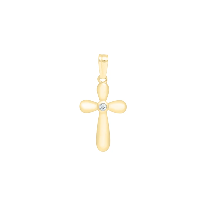 14MM White Topaz Bubble Cross Kids Necklace