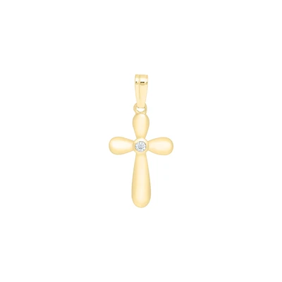 14MM White Topaz Bubble Cross Kids Necklace