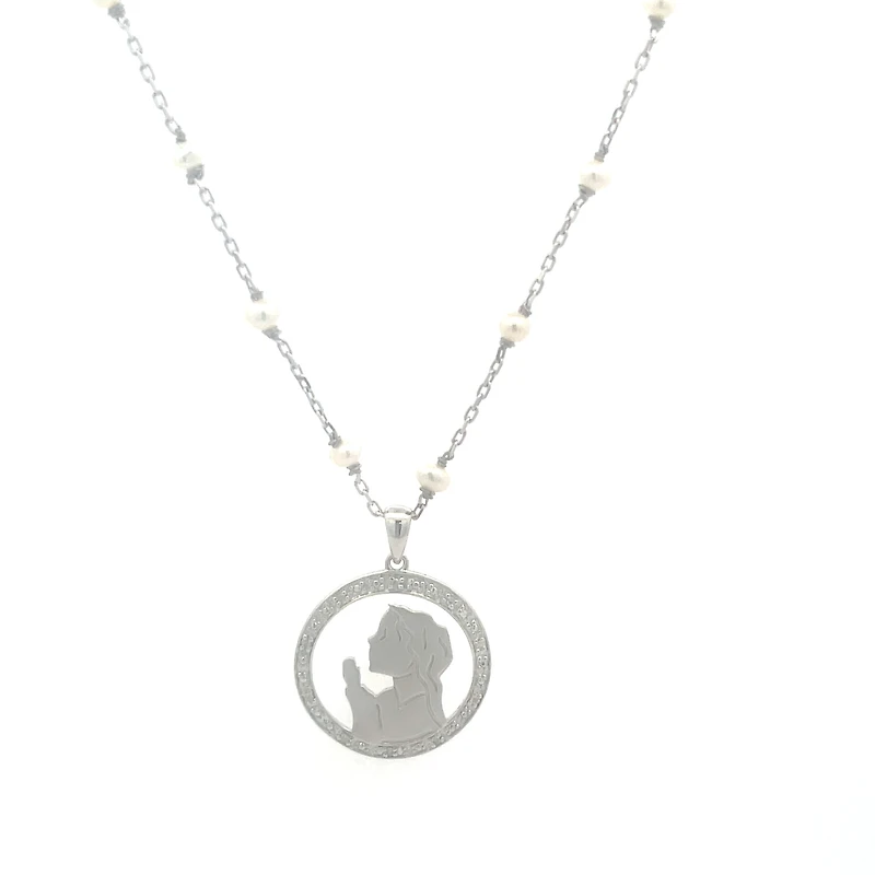 Virgen Nina Pearl and Diamond Necklace