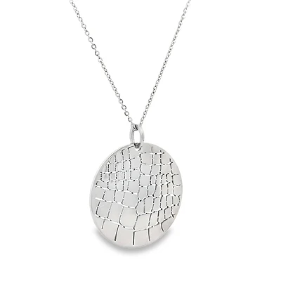 Textured Circle Pendant Necklace