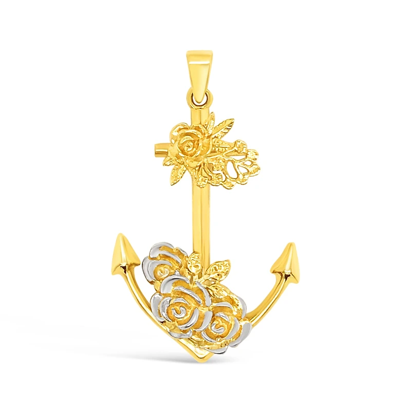 Anchor with Flowers Pendant